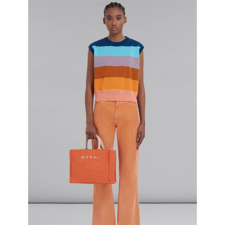 MARNI Raffia Small Tote Bag, Orange 